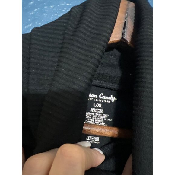 Fitted Cotton Candy Black Ribbed Turtleneck Sweater L - Picture 4 of 4